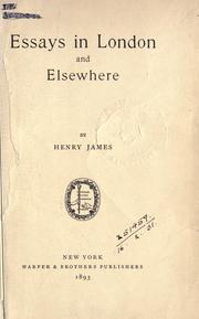 Cover of: Essays in London and elsewhere. by Henry James