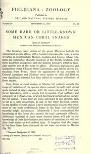 Cover of: Some rare or little-known Mexican coral snakes.