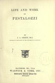 Cover of: Life and work of Pestalozzi. --.