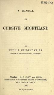 Cover of: A manual of cursive shorthand