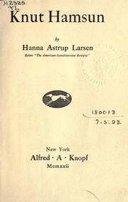 Cover of: Knut Hamsun.