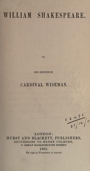 Cover of: William Shakespeare. by Nicholas Patrick Wiseman