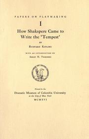 How Shakspere came to write the ʻTempest,ʾ by Rudyard Kipling