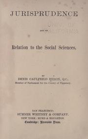 Cover of: Jurisprudence: and its relation to the social sciences