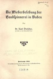 Cover of: Die Wiederbelebung der Handspinnerei in Baden