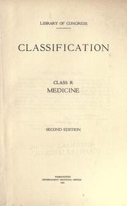 Cover of: Classification. Class R: Medicine.
