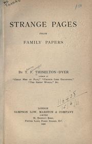 Cover of: Strange pages from family papers.