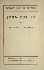 Cover of: John Ruskin by Frederic Harrison
