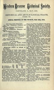 Cover of: Annual meeting at the museum, May 13th, 1872. by Western Reserve Historical Society.