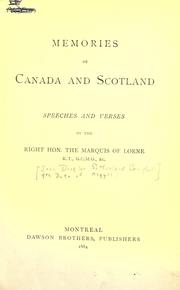 Cover of: Memories of Canada and Scotland by John Douglas Sutherland Campbell, 9th Duke of Argyll