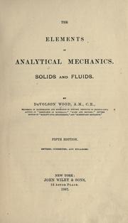 Cover of: The elements of analytical mechanics. by Wood, De Volson