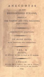 Anecdotes of distinguished persons, chiefly of the last and two preceding centuries by Seward, William