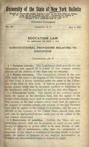 Cover of: Education law as amended to July 1, 1922  by New York (State).