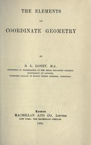 Cover of: elements of coordinate geometry.