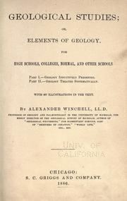 Cover of: Geological studies by Alexander Winchell, Alexander Winchell