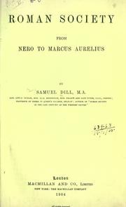 Cover of: Roman society from Nero to Marcus Aurelius. by Samuel Dill