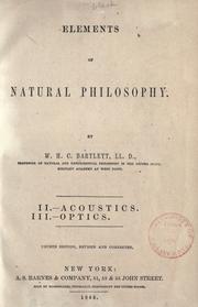 Cover of: Elements of natural philosophy.: II. Acoustics. III. Optics.