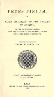 Cover of: Pedes finium by Great Britain. Court of Common Pleas.