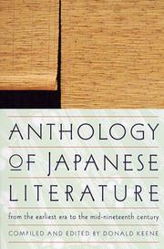 Cover of: Anthology of Japanese Literature: From the Earliest Era to the Mid-Nineteenth Century (UNESCO Collection of Representative Works: European) by Donald Keene