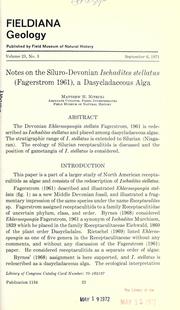 Cover of: Notes on the Siluro-Devonian Ischadites stellatus (Fagerstrom 1961) by Matthew H. Nitecki
