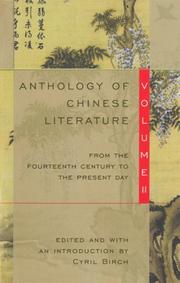 Cover of: Anthology of Chinese Literature: Volume II: From the Fourteenth Century to the Present Day (Anthology of Chinese Literature)