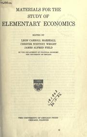 Cover of: Materials for the study of elementary economics