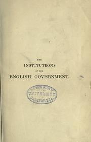 Cover of: The institutions of the English government by Homersham Cox