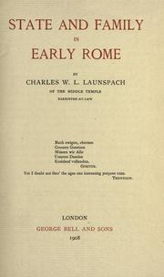Cover of: State and family in early Rome by Charles William Louis Launspach