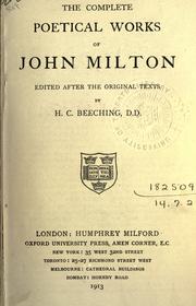 Cover of: Complete poetical works by John Milton