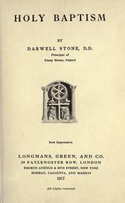 Cover of: Holy baptism by Darwell Stone, Darwell Stone