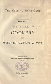 Cover of: Cookery for working-men's wives