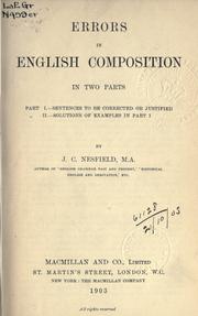 Cover of: Errors in English composition. by John Collinson Nesfield
