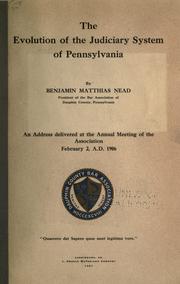 Cover of: The evolution of the judiciary system of Pennsylvania