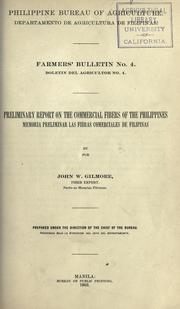 Cover of: Preliminary report on the commercial fibers of the Philippines.: Memoria preliminar las fibras comerciales de Filipinas ...