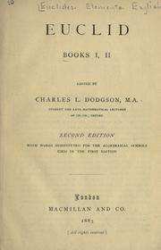 Cover of: Euclid books I, II by edited by Charles L. Dodgson