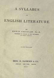 Cover of: A syllabus of English literature. by Edwin Almiron Greenlaw, Edwin Almiron Greenlaw