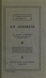 Cover of: An address by Mr. Darwin P. Kingsley ...