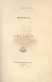 Memorial of John Allan by Evert A. Duyckinck