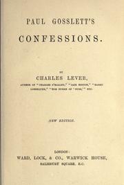 Cover of: Paul Gosslett's confessions