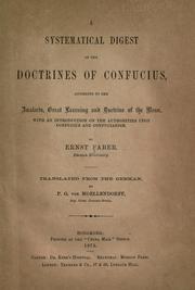 Cover of: A systematical digest of the doctrines of Confucius by Ernst Faber