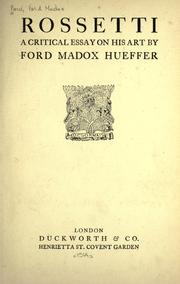 Cover of: Rossetti by Ford Madox Ford