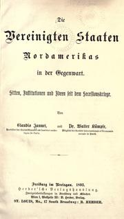 Cover of: Die Vereinigten Staaten Nordamerikas in der gegenwart. by Claudio Jannet