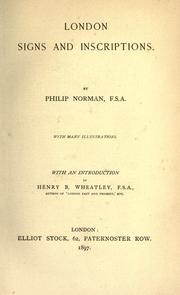 Cover of: London signs and inscriptions by Philip Norman