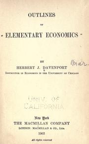 Cover of: Outlines of elementary economics.