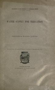 Cover of: Water supply for irrigation