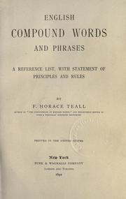 Cover of: English compound words and phrases: a reference list with statement of principles and rules.