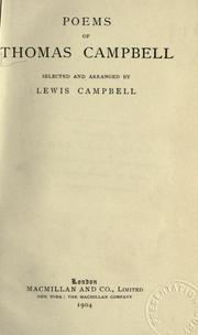 Cover of: Poems of Thomas Campbell