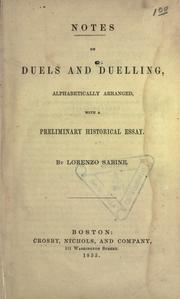 Cover of: Notes on duels and duelling by Lorenzo Sabine