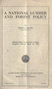 Cover of: A national lumber and forest policy. by Graves, Henry S.