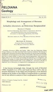 Morphology and arrangement of meromes in Ischadites dixonensis, an Ordovician receptaculitid by Daniel C. Fisher
